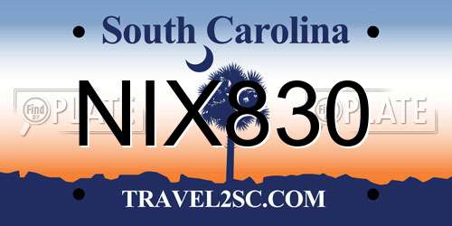 NIX830 South Carolina License Plate