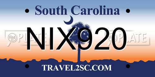 NIX920 South Carolina License Plate