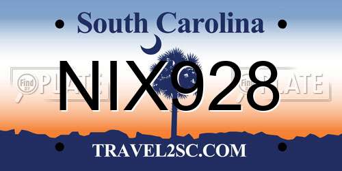 NIX928 South Carolina License Plate
