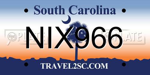 NIX966 South Carolina License Plate