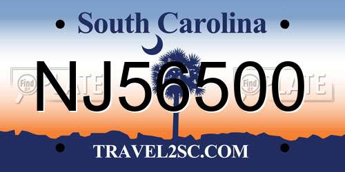 NJ56500 South Carolina License Plate