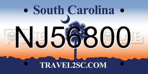 NJ56800 South Carolina License Plate