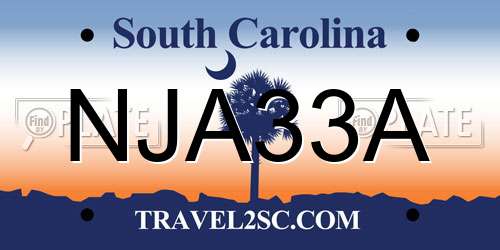 NJA33A South Carolina License Plate