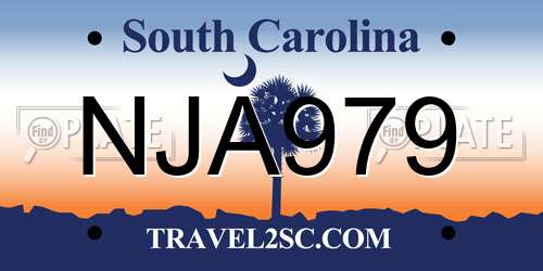 NJA979 South Carolina License Plate