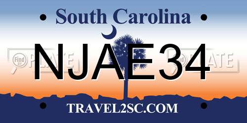 NJAE34 South Carolina License Plate