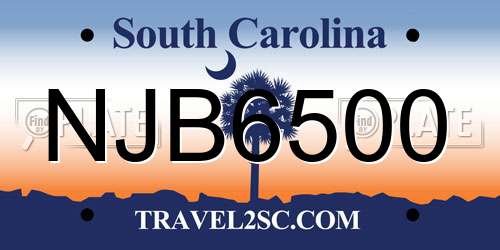NJB6500 South Carolina License Plate