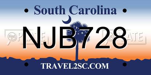 NJB728 South Carolina License Plate