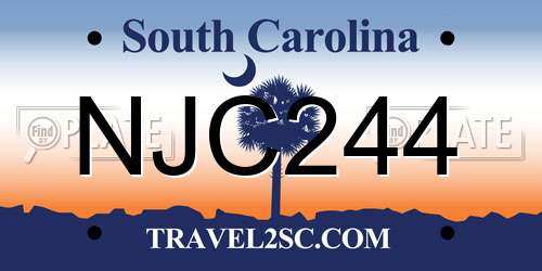 NJC244 South Carolina License Plate