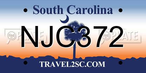 NJC372 South Carolina License Plate