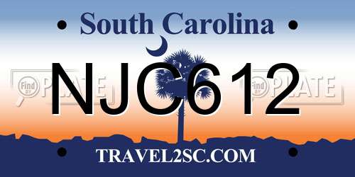 NJC612 South Carolina License Plate