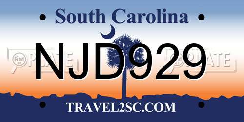 NJD929 South Carolina License Plate
