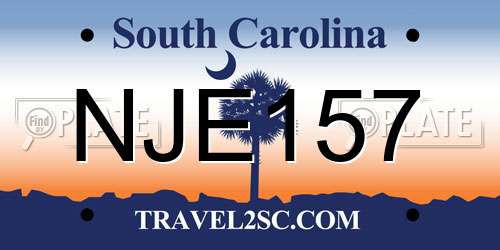 NJE157 South Carolina License Plate
