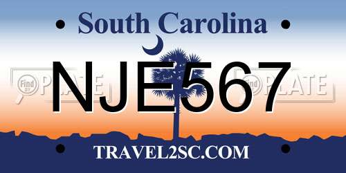 NJE567 South Carolina License Plate