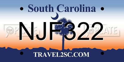 NJF322 South Carolina License Plate