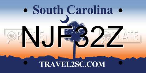 NJF32Z South Carolina License Plate