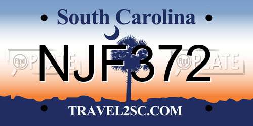 NJF372 South Carolina License Plate