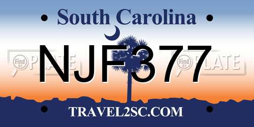 NJF377 South Carolina License Plate