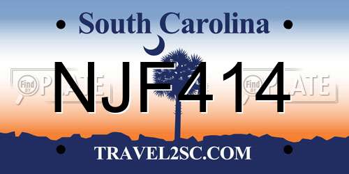 NJF414 South Carolina License Plate