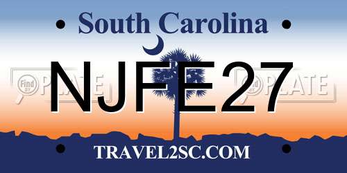 NJFE27 South Carolina License Plate