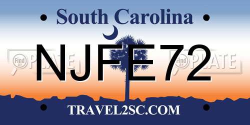 NJFE72 South Carolina License Plate