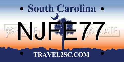 NJFE77 South Carolina License Plate