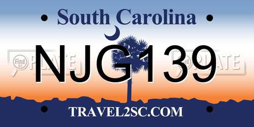 NJG139 South Carolina License Plate
