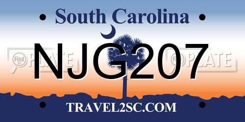 NJG207 South Carolina License Plate