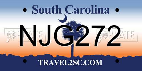 NJG272 South Carolina License Plate