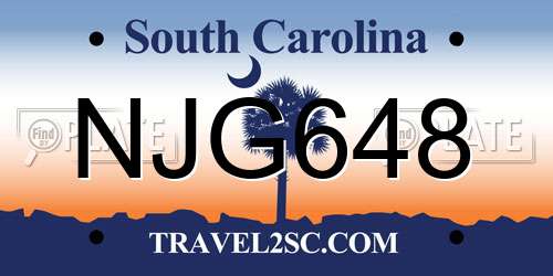 NJG648 South Carolina License Plate