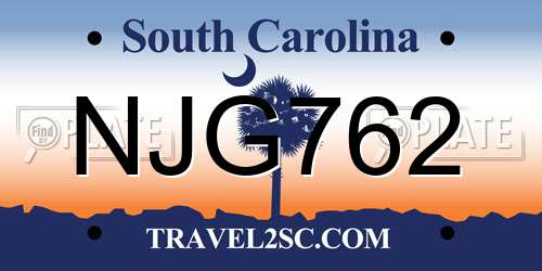 NJG762 South Carolina License Plate