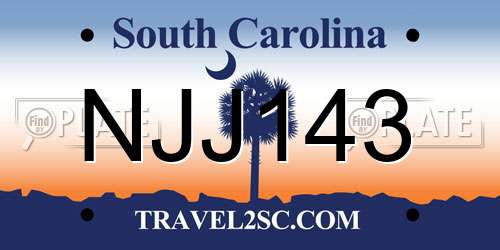 NJJ143 South Carolina License Plate