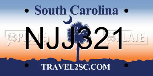 NJJ321 South Carolina License Plate