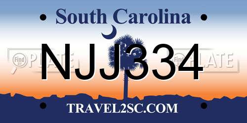 NJJ334 South Carolina License Plate