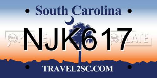 NJK617 South Carolina License Plate