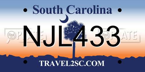 NJL433 South Carolina License Plate