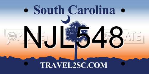 NJL548 South Carolina License Plate