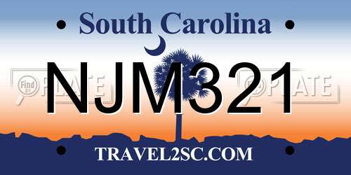 NJM321 South Carolina License Plate