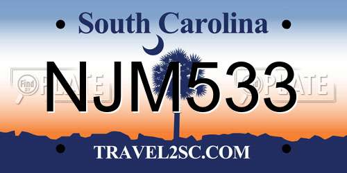 NJM533 South Carolina License Plate