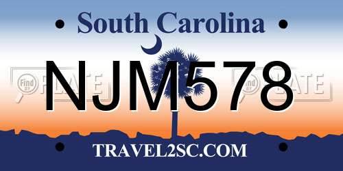 NJM578 South Carolina License Plate