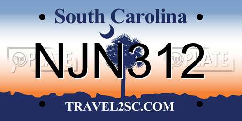NJN312 South Carolina License Plate