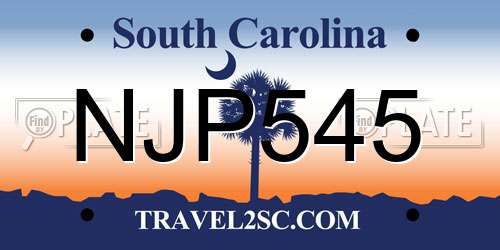 NJP545 South Carolina License Plate