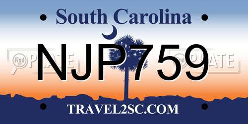 NJP759 South Carolina License Plate
