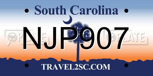 NJP907 South Carolina License Plate