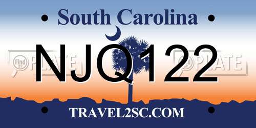 NJQ122 South Carolina License Plate