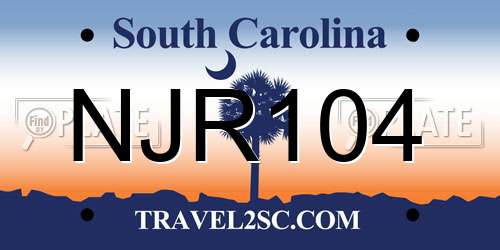 NJR104 South Carolina License Plate