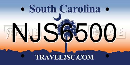 NJS6500 South Carolina License Plate