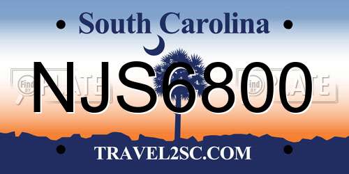 NJS6800 South Carolina License Plate