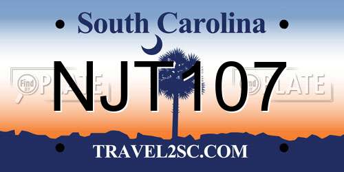 NJT107 South Carolina License Plate