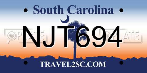 NJT694 South Carolina License Plate
