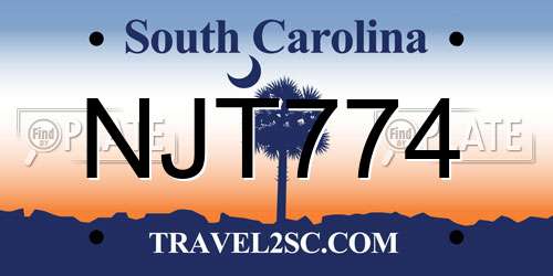 NJT774 South Carolina License Plate